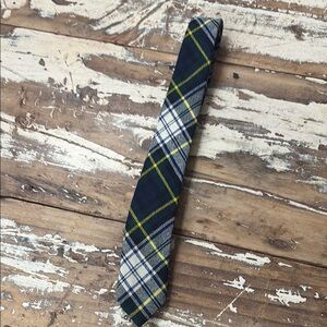 Vintage Elegant Blue and Green Wool Tartan Tie